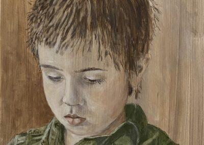Henri in a thoughtful moment, oil and tempera on gesso board, 50 x 70 cm, sold