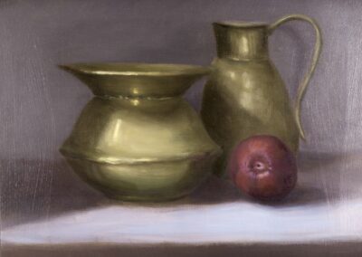 Brass and plum. oil on paper, 40x30 cm